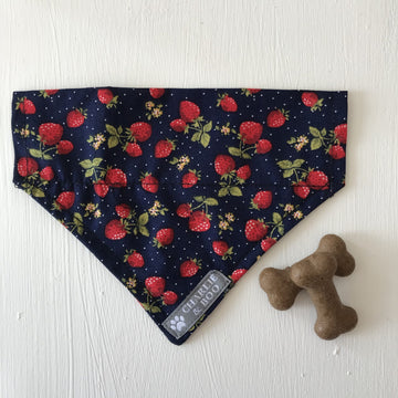 Charlie & Boo Navy Strawberry Dog Bandana